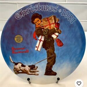 Norman Rockwell Christmas 1981 “Wrapped Up In Christmas” Collector Plate, 8.25”